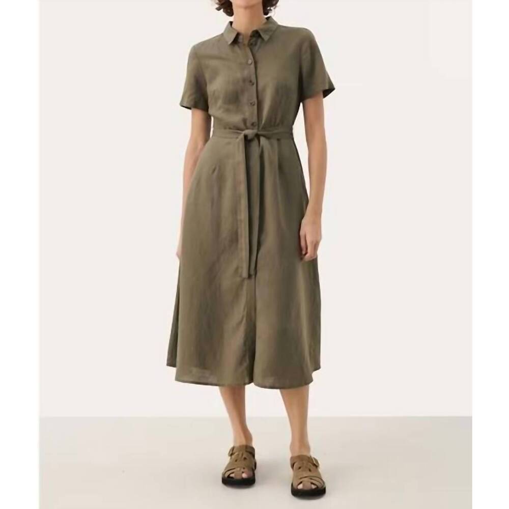 NEW PART TWO eflin linen blend shirt dress in kalamata